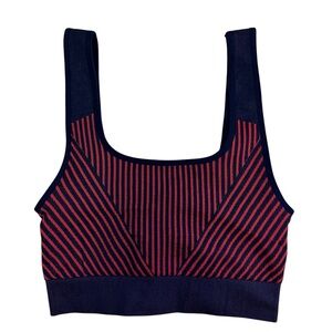 Fabletics Sports Bra Size Small Blue Red Orange Striped Pattern Stretch NWOT